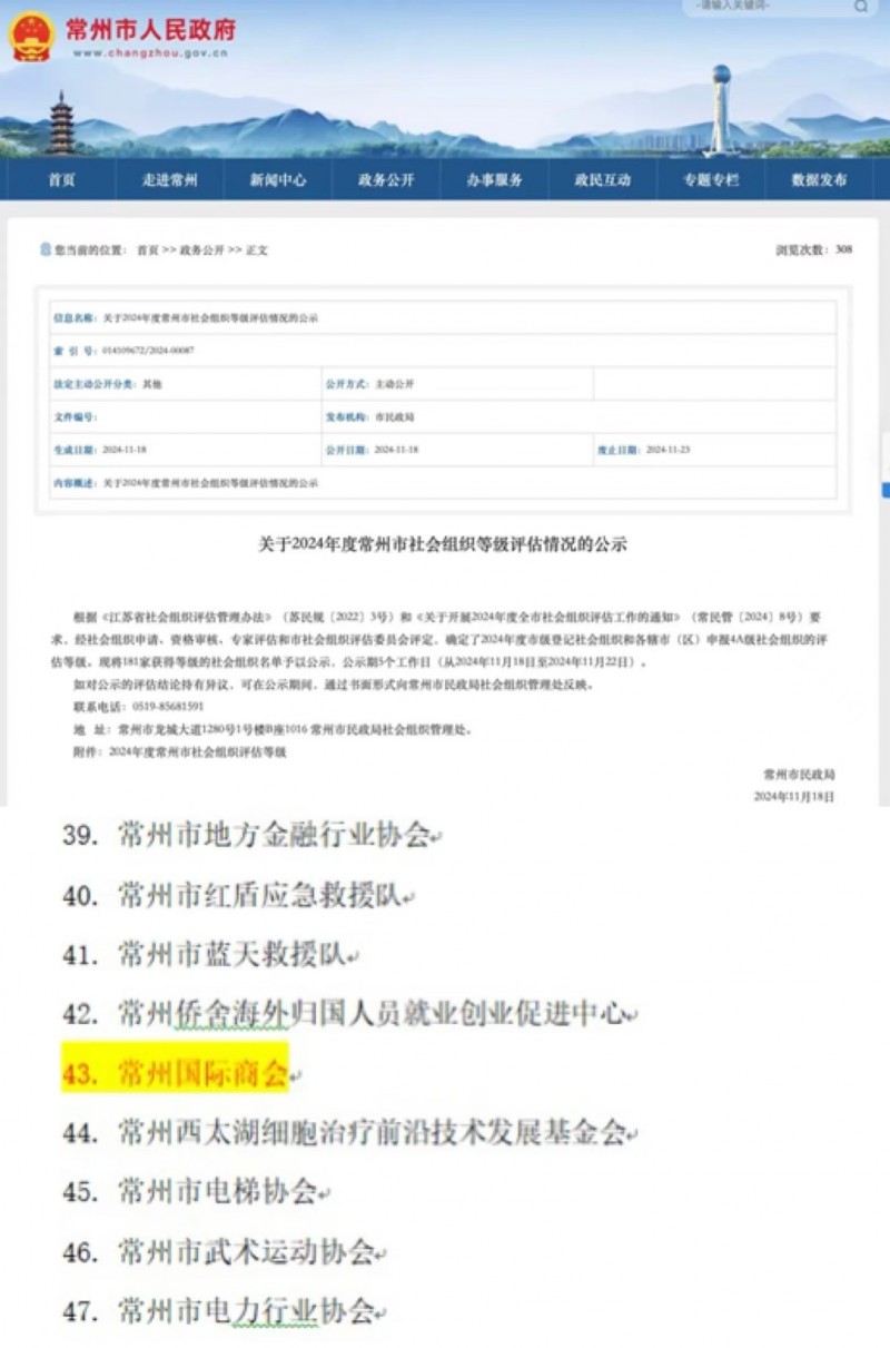 【喜报】常州国际商会获得“4A级社会组织”荣誉